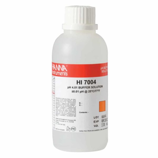 HI-7004M pH 4.01 Buffer Solution, 230 mL bottle