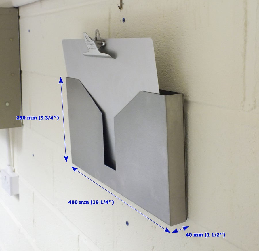 Stainless Steel Wall Mounted Clipboard And File Holder Sinclair Campbell - Wall Mount File Holder Metal