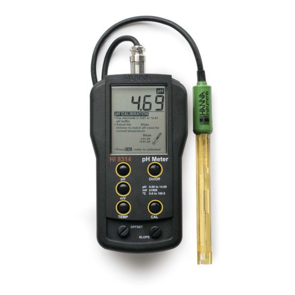 HI-8314 Water-resistant hand-held pH, mV and Temperature Meter with HI-1217-1 Electrode