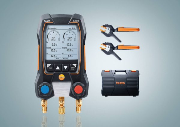Testo 550s Basic Kit - Smart digital manifold with wireless cable clamp temperature probes