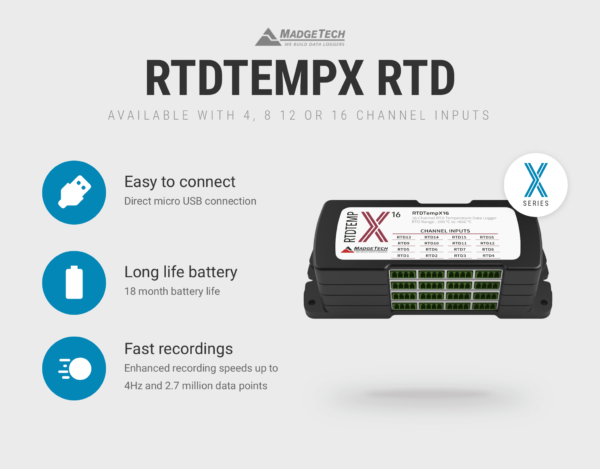 MadgeTech RTDTempX Temperature Data Logger