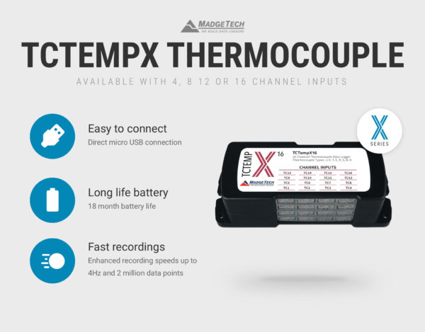MadgeTech TCTempX Temperature Data Logger